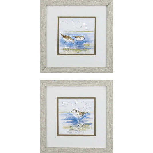 Sketchy Shore Birds Framed Wall Art 2PC