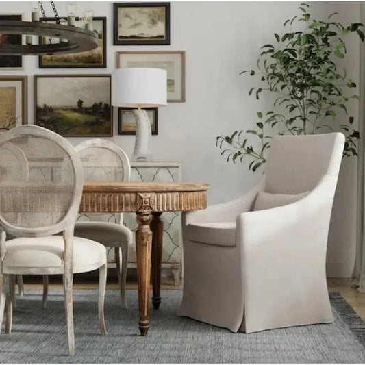 Skirted Dining Arm Chair - LOOMLAN - Sarreid - Dining Chairs