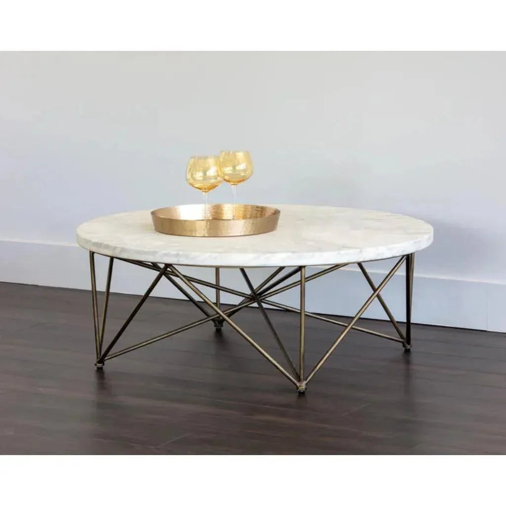 Skyy Steel Framed Marble Coffee Table - LOOMLAN - SUNPAN - Coffee Tables