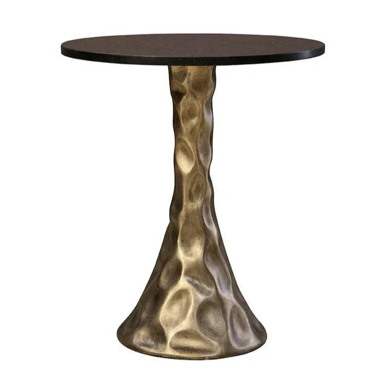 Slate Trumpet Black Granite Top Round Table - LOOMLAN - Side Tables