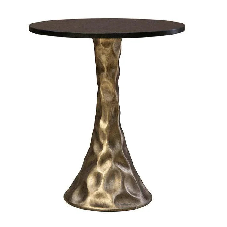 Slate Trumpet Black Granite Top Round Table - LOOMLAN - Side Tables