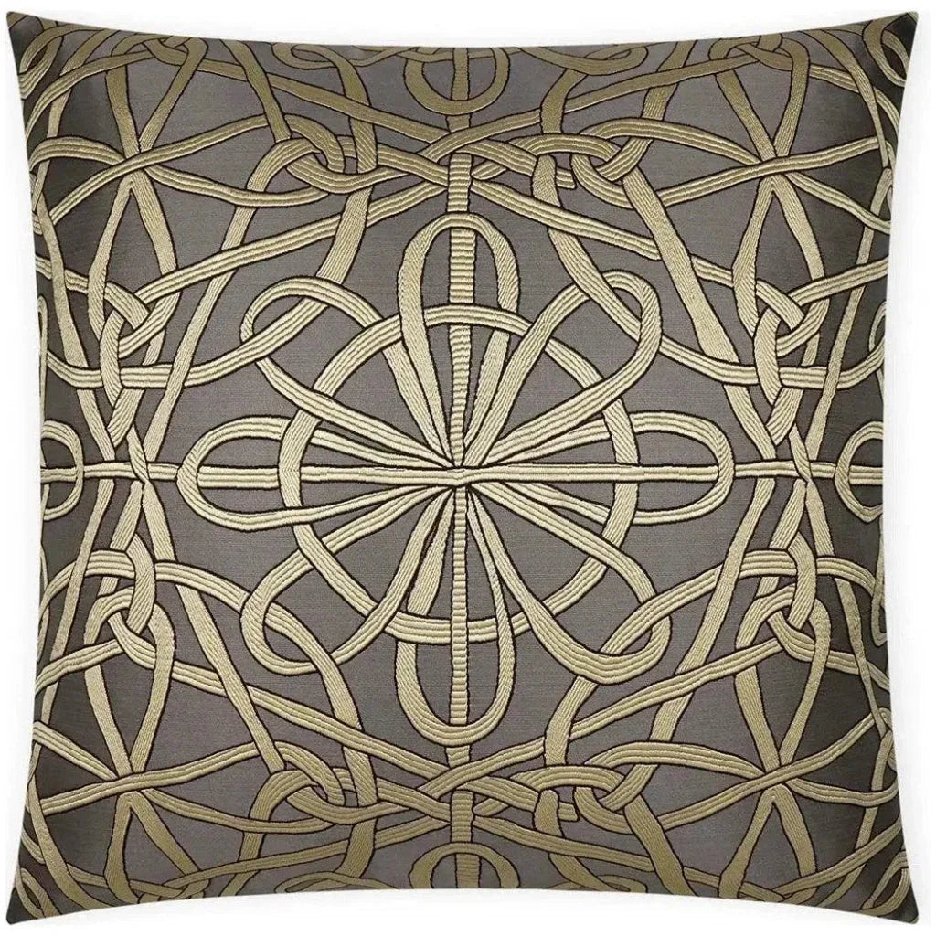 Slip Knot Charcoal Gold Taupe Large Throw Pillow Insert - LOOMLAN - D.V. Kap - Throw Pillows