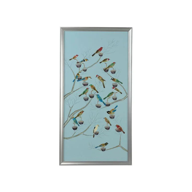Small Aviary Silver Wood Framed Artwork-Framed Wall Art-Chelsea House-Aviary B-LOOMLAN