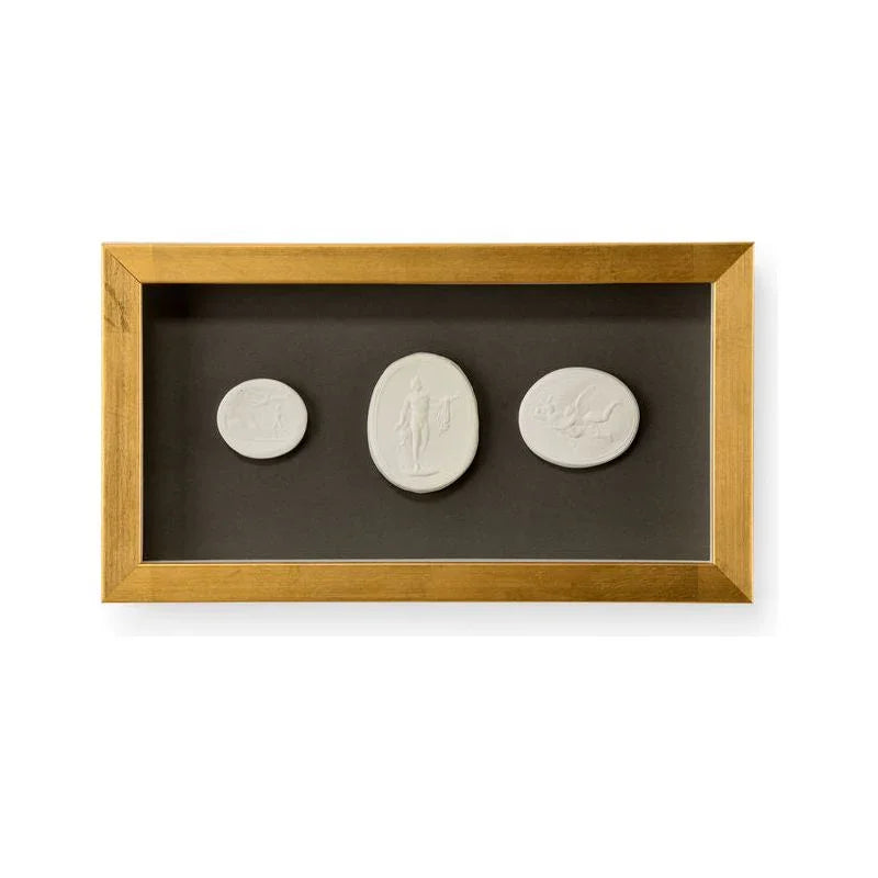 Small Intaglio Shadowbox Gold Leaf Framed Artwork-Framed Wall Art-Chelsea House-Intaglio II-Horizontal-LOOMLAN