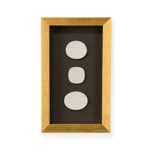 Small Intaglio Shadowbox Gold Leaf Framed Artwork-Framed Wall Art-Chelsea House-Intaglio IV-Vertical-LOOMLAN