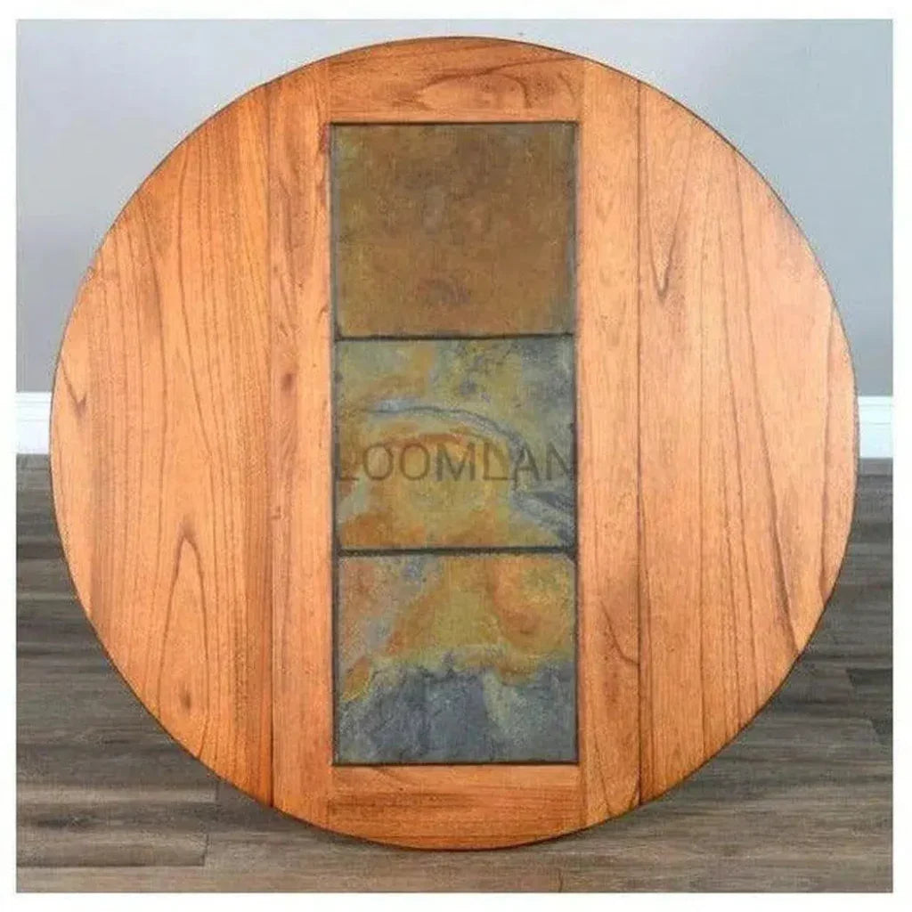 Small Round Farmhouse Drop Leaf Dining Table-Dining Tables-Sunny D-LOOMLAN