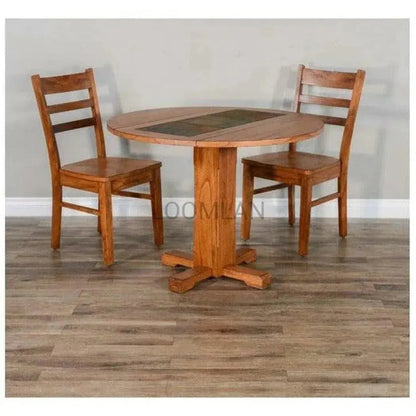 Small Round Farmhouse Drop Leaf Dining Table-Dining Tables-Sunny D-LOOMLAN