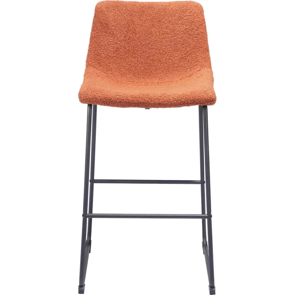 Smart Barstool (Set of 2) Burnt Orange - LOOMLAN - Zuo Modern - Bar Stools