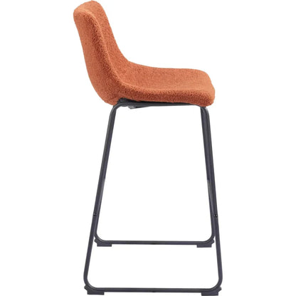 Smart Barstool (Set of 2) Burnt Orange - LOOMLAN - Zuo Modern - Bar Stools