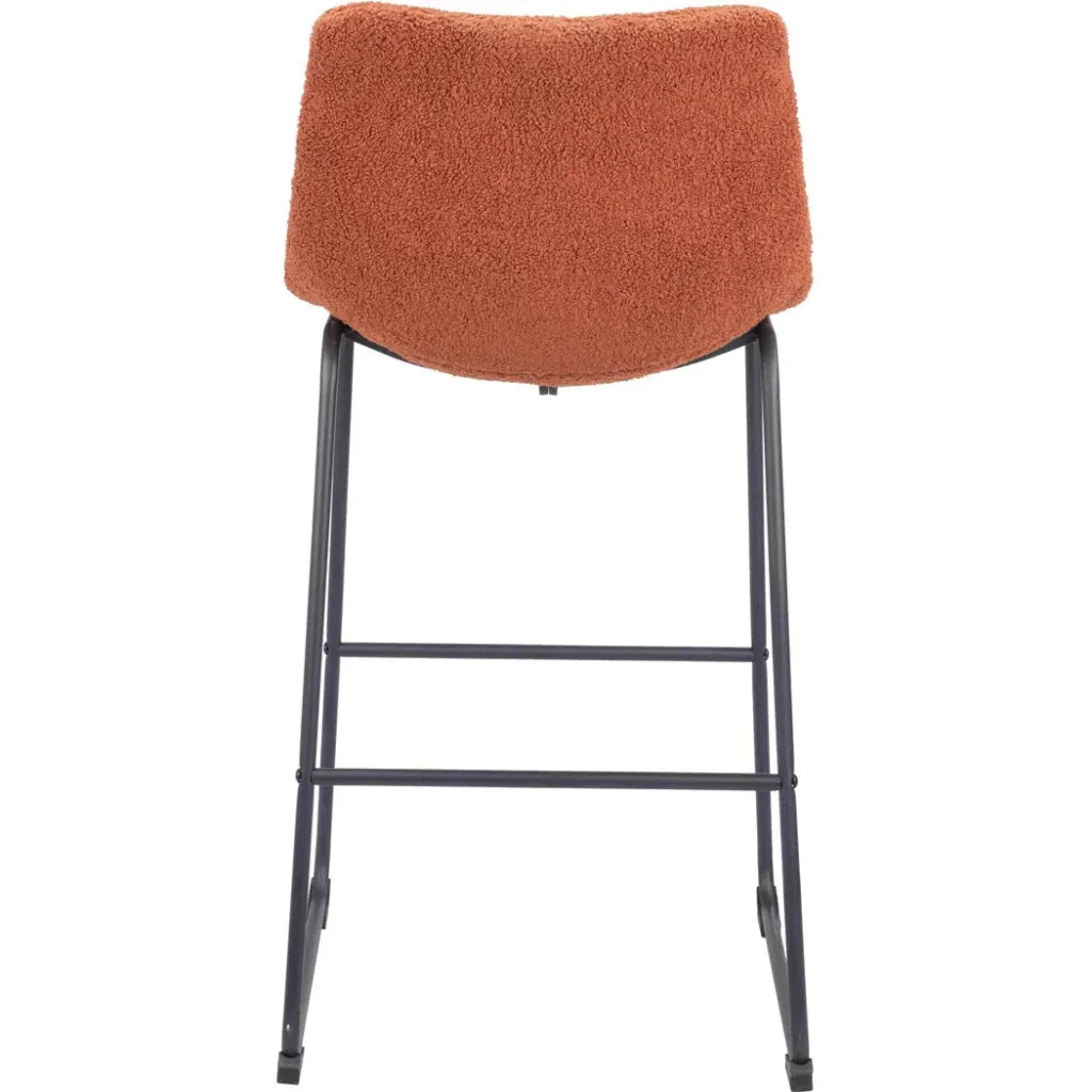 Smart Barstool (Set of 2) Burnt Orange - LOOMLAN - Zuo Modern - Bar Stools