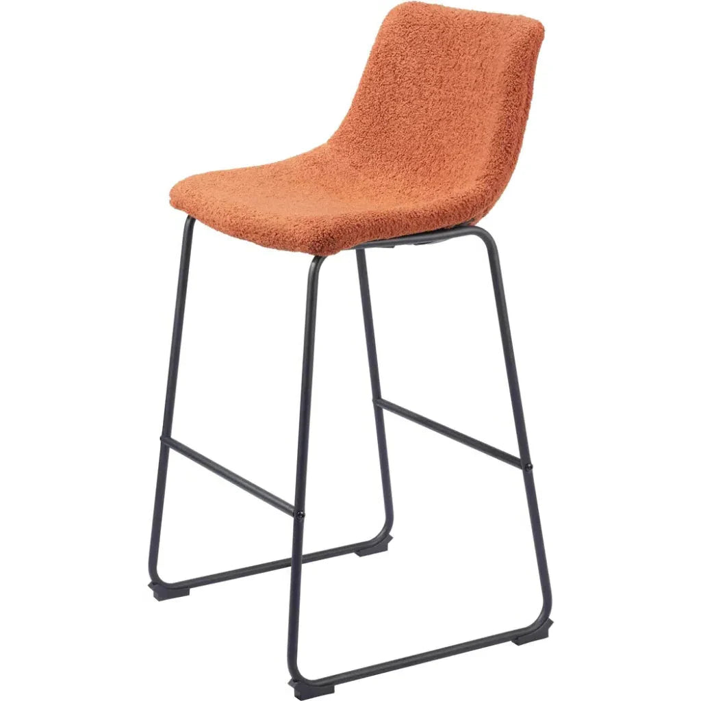 Smart Barstool (Set of 2) Burnt Orange - LOOMLAN - Zuo Modern - Bar Stools
