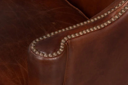 Smithfield Wing Leather Brown Chair - LOOMLAN - Sarreid - Club Chairs