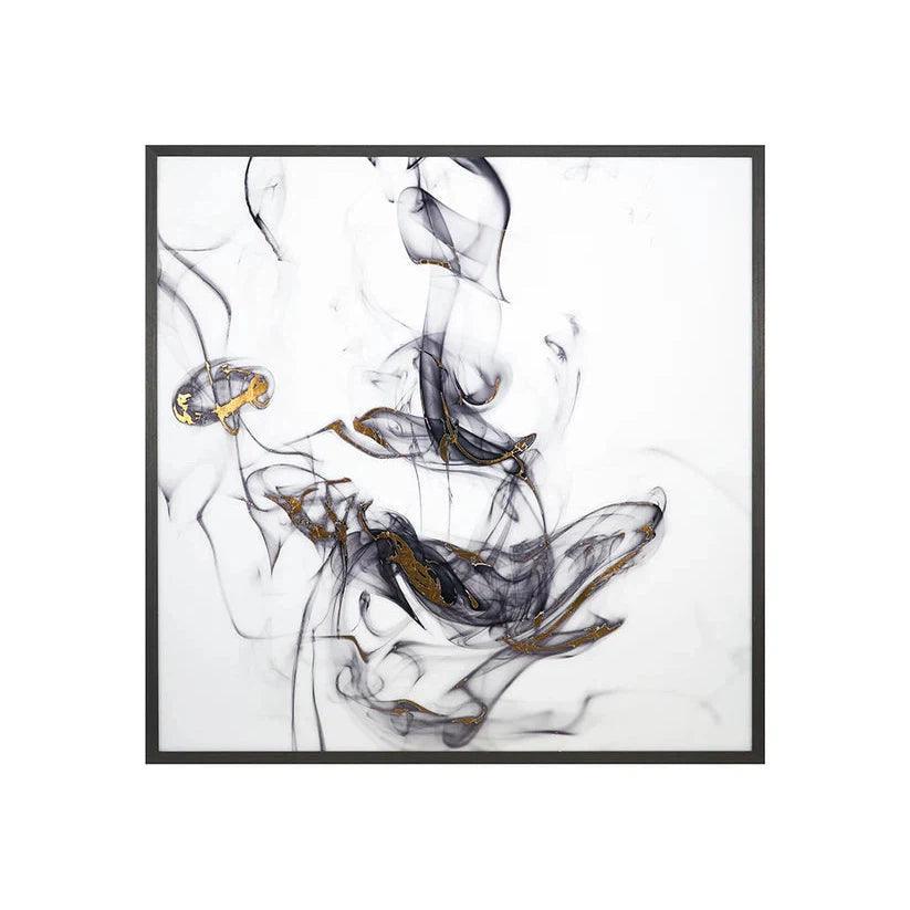 Smoldering Luxe Art Charcoal Gold Leaf Accents-Framed Wall Art-SUNPAN-LOOMLAN