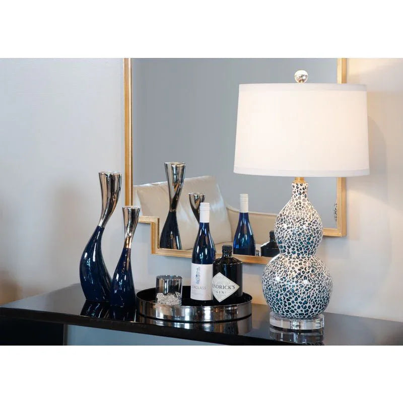 Snow Leopard Printed Ceramic Table Lamp - LOOMLAN - Wildwood - Table Lamps