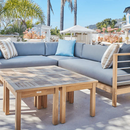 SoHo Patio Sectional Deep Sofa Set with Sunbrella 7PC - LOOMLAN - HiTeak - Outdoor Sofas & Loveseats