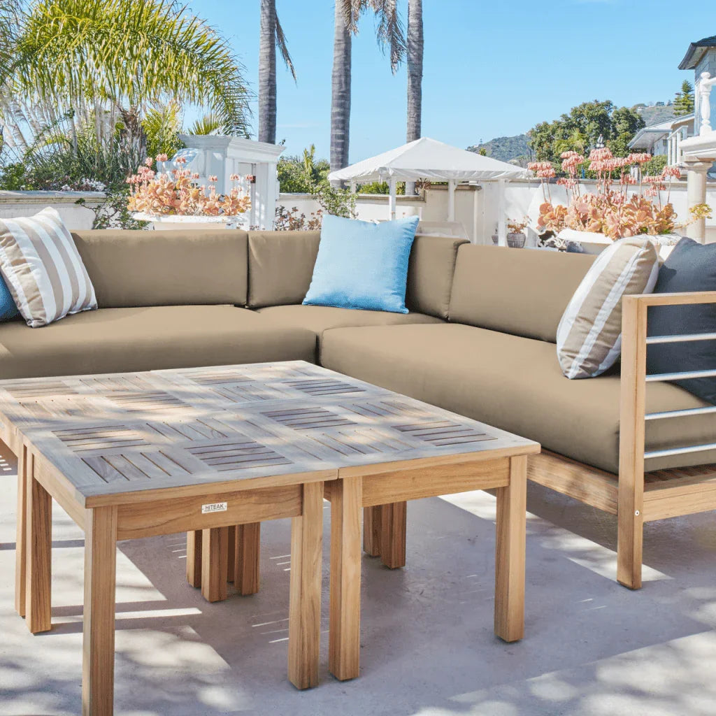 SoHo Patio Sectional Deep Sofa Set with Sunbrella 7PC - LOOMLAN - HiTeak - Outdoor Sofas & Loveseats