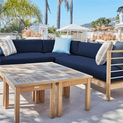 SoHo Patio Sectional Deep Sofa Set with Sunbrella 7PC - LOOMLAN - HiTeak - Outdoor Sofas & Loveseats