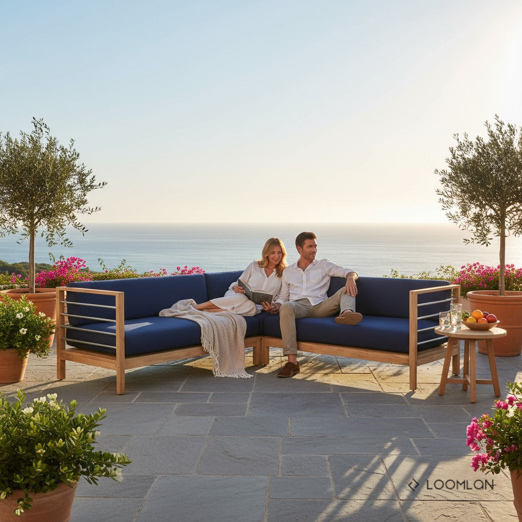 SoHo Patio Sectional Deep Sofa Set with Sunbrella 7PC