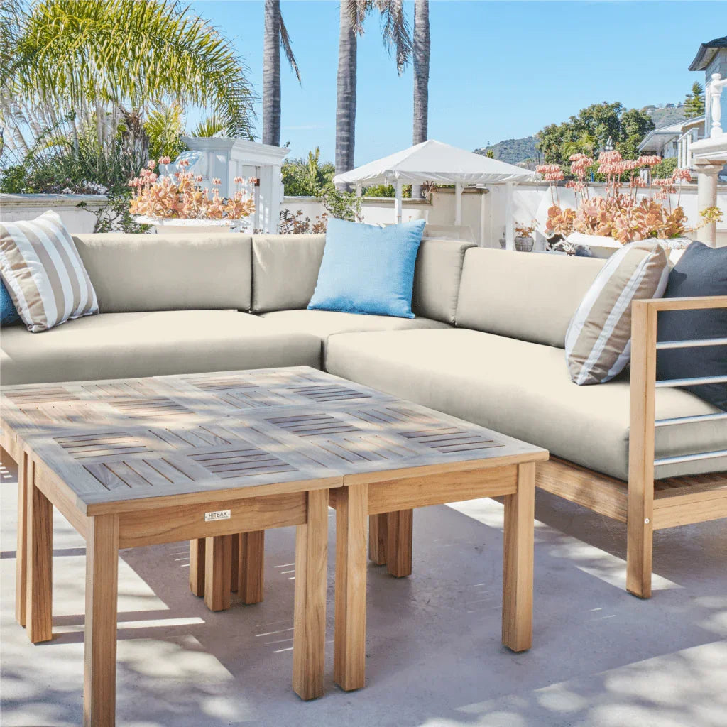 SoHo Patio Sectional Deep Sofa Set with Sunbrella 7PC - LOOMLAN - HiTeak - Outdoor Sofas & Loveseats