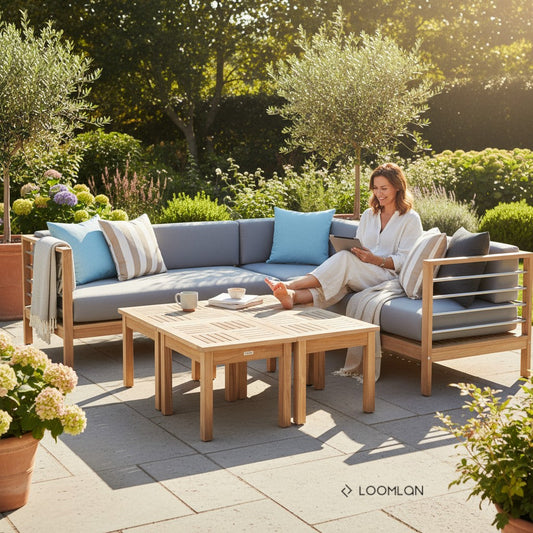 SoHo Patio Sectional Deep Sofa Set with Sunbrella 7PC