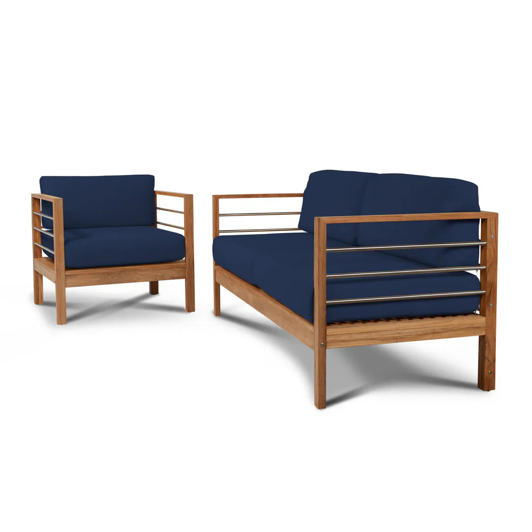 SoHo Teak Outdoor Club Chair Sunbrella Cushion-Outdoor Accent Chairs-HiTeak-LOOMLAN