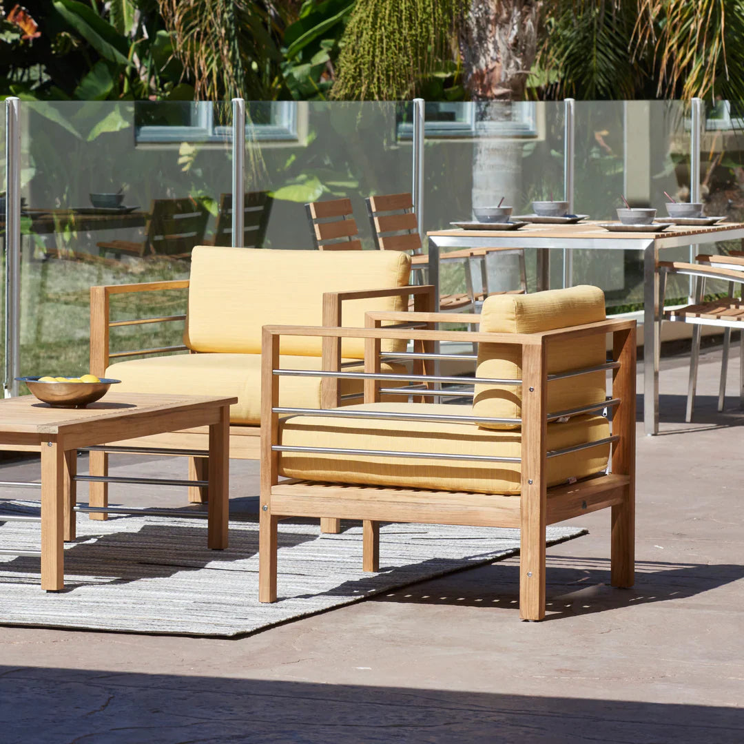 SoHo Teak Outdoor Club Chair Sunbrella Cushion-Outdoor Accent Chairs-HiTeak-LOOMLAN