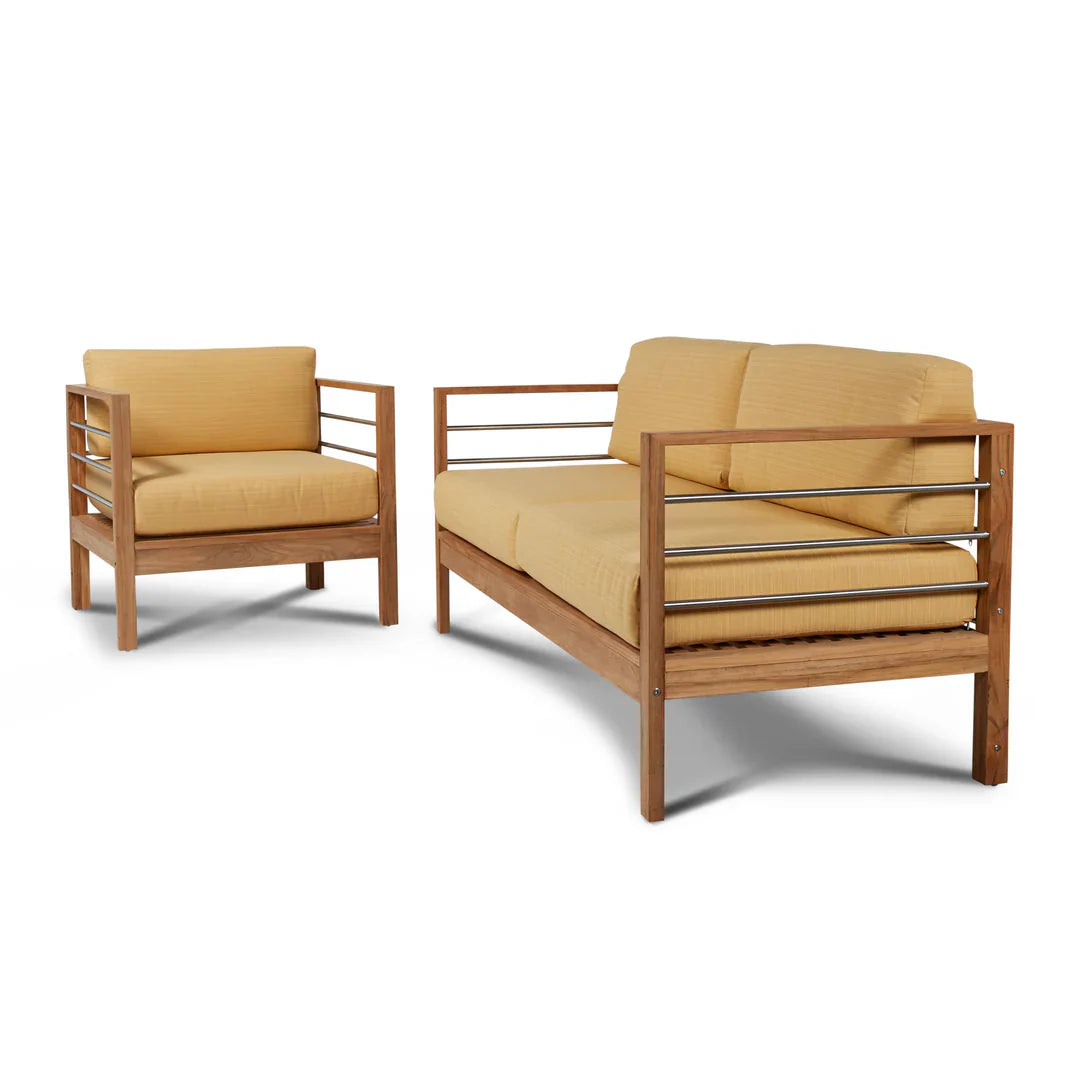 SoHo Teak Outdoor Club Chair Sunbrella Cushion-Outdoor Accent Chairs-HiTeak-LOOMLAN