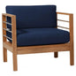 SoHo Teak Outdoor Club Chair Sunbrella Cushion-Outdoor Accent Chairs-HiTeak-Navy-LOOMLAN