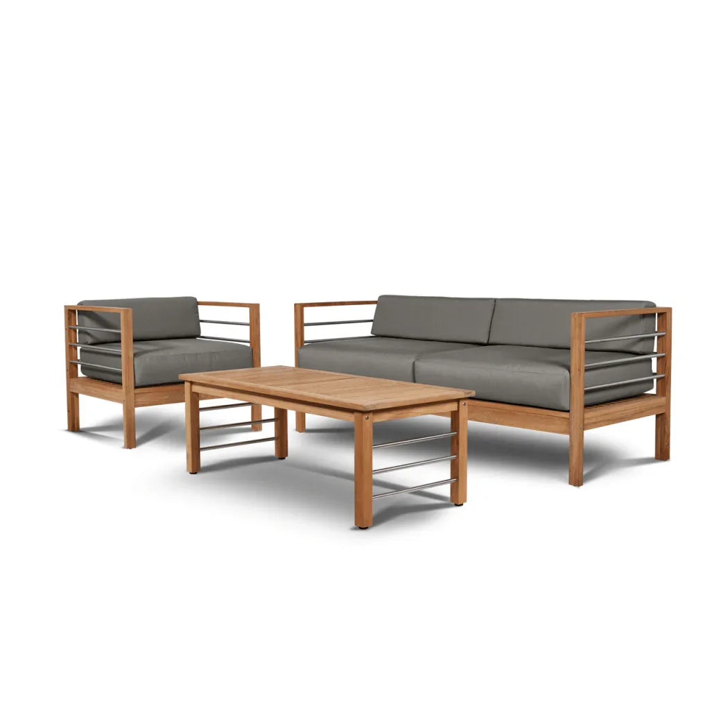 SoHo Teak Patio Deep Sofa Set with Sunbrella 4PC - LOOMLAN - HiTeak - Outdoor Sofas & Loveseats