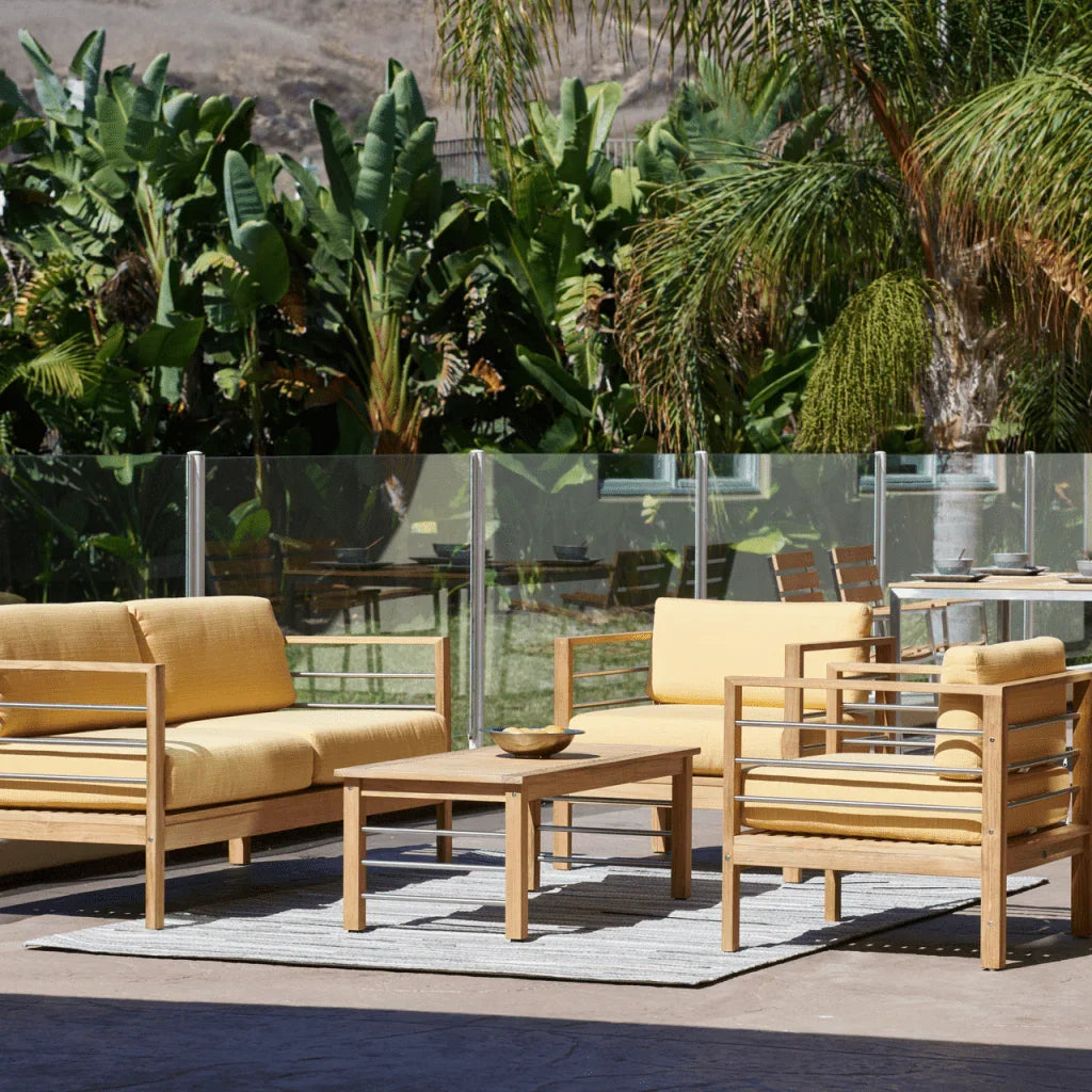 SoHo Teak Patio Deep Sofa Set with Sunbrella 4PC - LOOMLAN - HiTeak - Outdoor Sofas & Loveseats