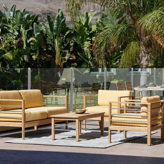 SoHo Teak Patio Deep Sofa Set with Sunbrella 4PC - LOOMLAN - HiTeak - Outdoor Sofas & Loveseats