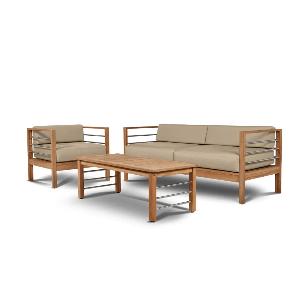 SoHo Teak Patio Deep Sofa Set with Sunbrella 4PC - LOOMLAN - HiTeak - Outdoor Sofas & Loveseats