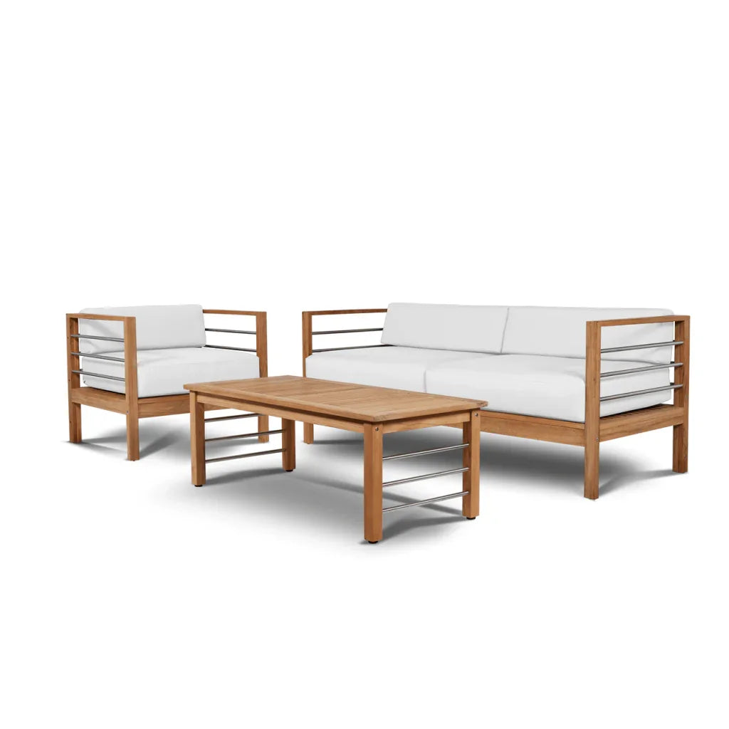 SoHo Teak Patio Deep Sofa Set with Sunbrella 4PC - LOOMLAN - HiTeak - Outdoor Sofas & Loveseats