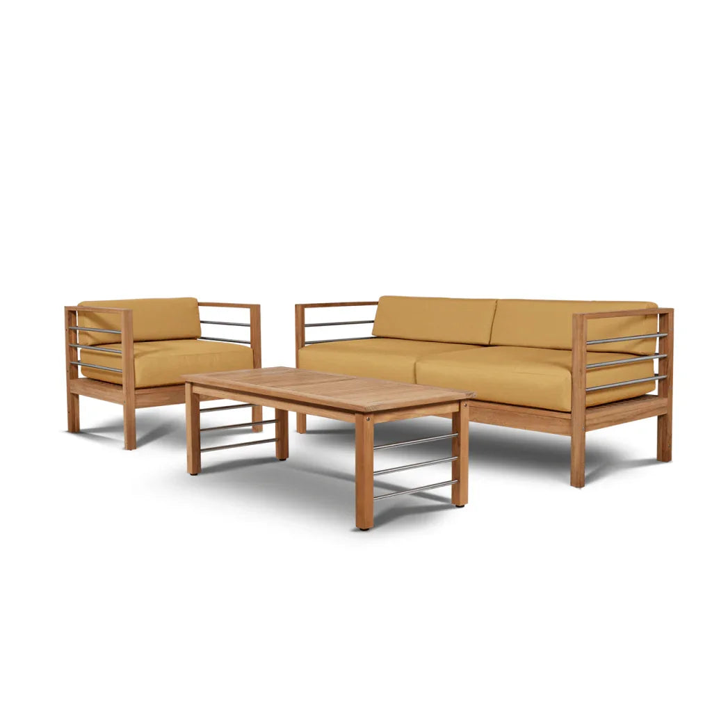 SoHo Teak Patio Deep Sofa Set with Sunbrella 4PC - LOOMLAN - HiTeak - Outdoor Sofas & Loveseats