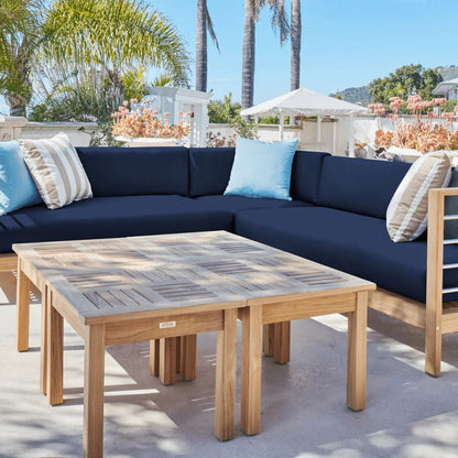 SoHo Teak Patio Sectional Sofa with Sunbrella Cushion - LOOMLAN - HiTeak - Outdoor Sofas & Loveseats
