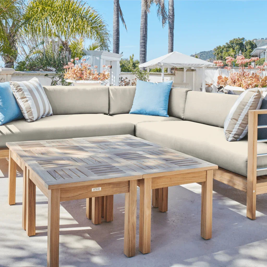 SoHo Teak Patio Sectional Sofa with Sunbrella Cushion - LOOMLAN - HiTeak - Outdoor Sofas & Loveseats