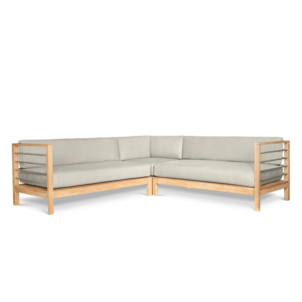 SoHo Teak Patio Sectional Sofa with Sunbrella Cushion - LOOMLAN - HiTeak - Outdoor Sofas & Loveseats