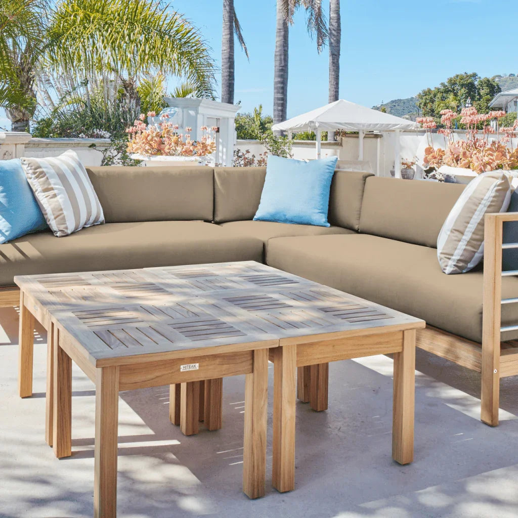 SoHo Teak Patio Sectional Sofa with Sunbrella Cushion - LOOMLAN - HiTeak - Outdoor Sofas & Loveseats
