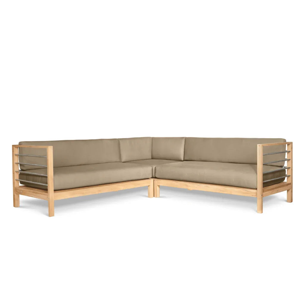 SoHo Teak Patio Sectional Sofa with Sunbrella Cushion - LOOMLAN - HiTeak - Outdoor Sofas & Loveseats