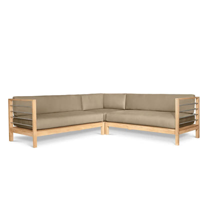 SoHo Teak Patio Sectional Sofa with Sunbrella Cushion - LOOMLAN - HiTeak - Outdoor Sofas & Loveseats