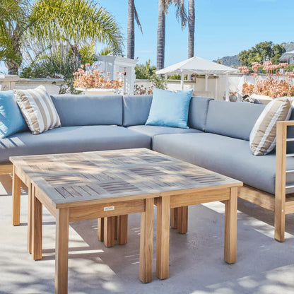 SoHo Teak Patio Sectional Sofa with Sunbrella Cushion - LOOMLAN - HiTeak - Outdoor Sofas & Loveseats