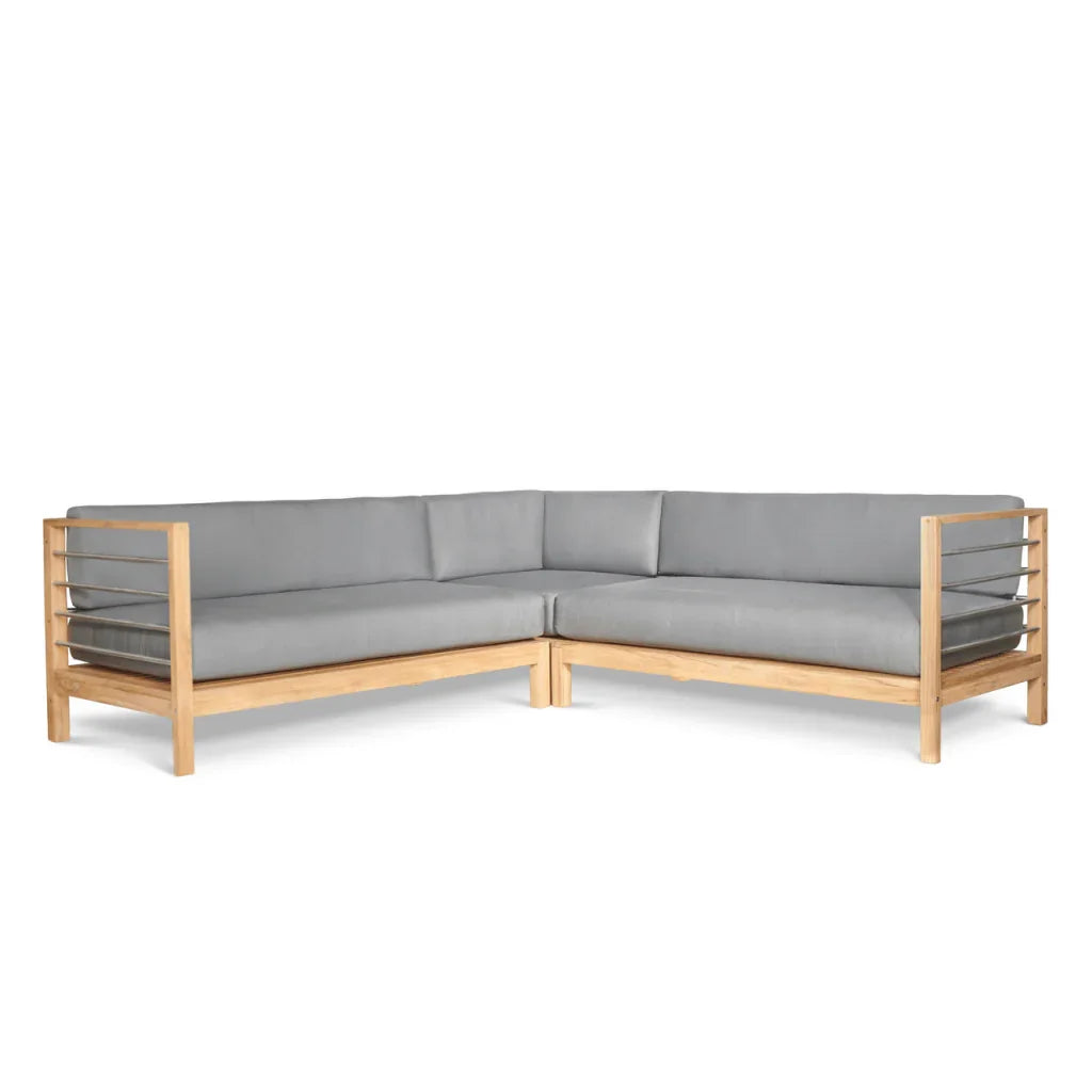SoHo Teak Patio Sectional Sofa with Sunbrella Cushion - LOOMLAN - HiTeak - Outdoor Sofas & Loveseats