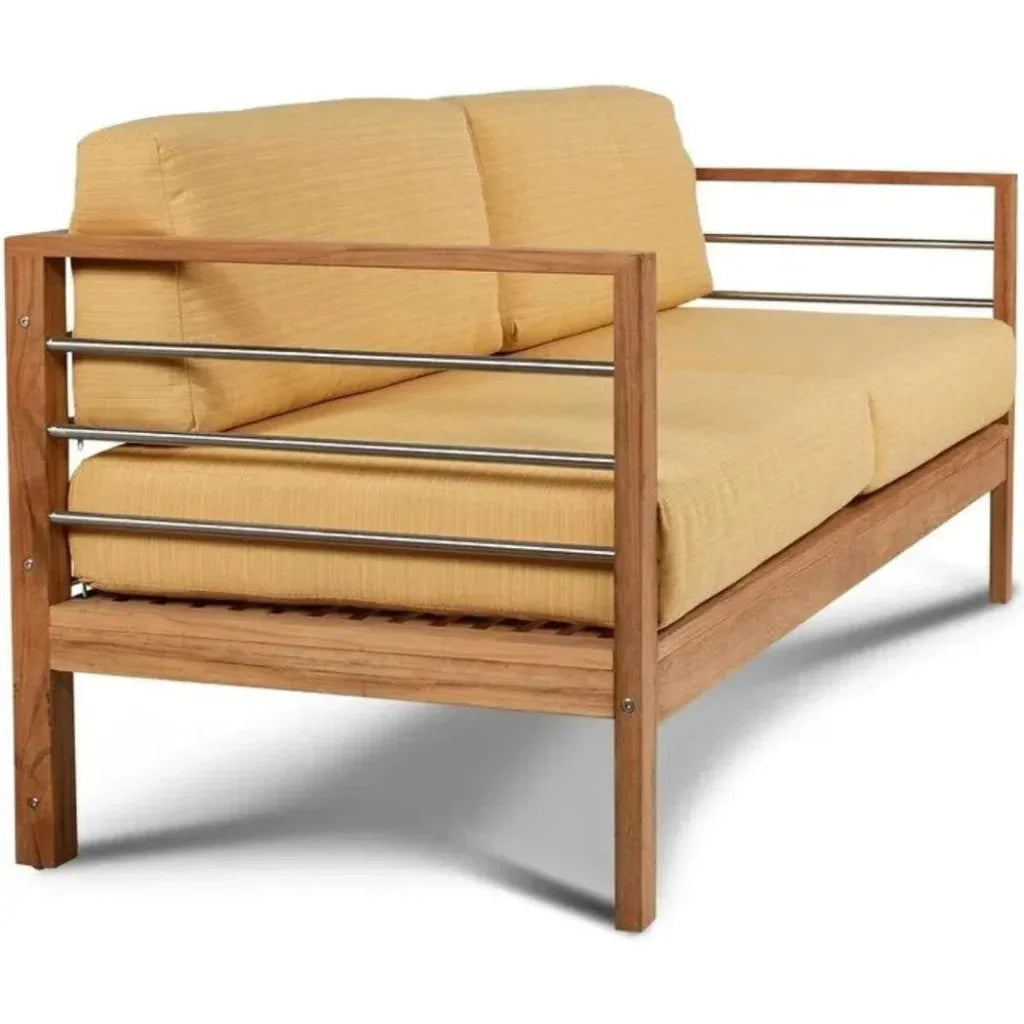 SoHo 3 - Person Teak Outdoor Couch Sunbrella Cushions - LOOMLAN - HiTeak - Outdoor Sofas & Loveseats