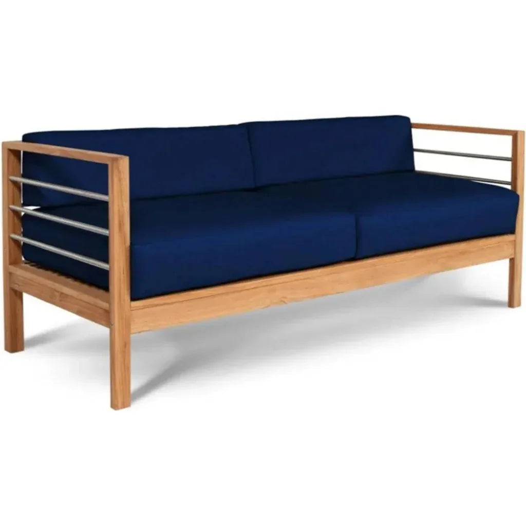 SoHo 3 - Person Teak Outdoor Couch Sunbrella Cushions - LOOMLAN - HiTeak - Outdoor Sofas & Loveseats