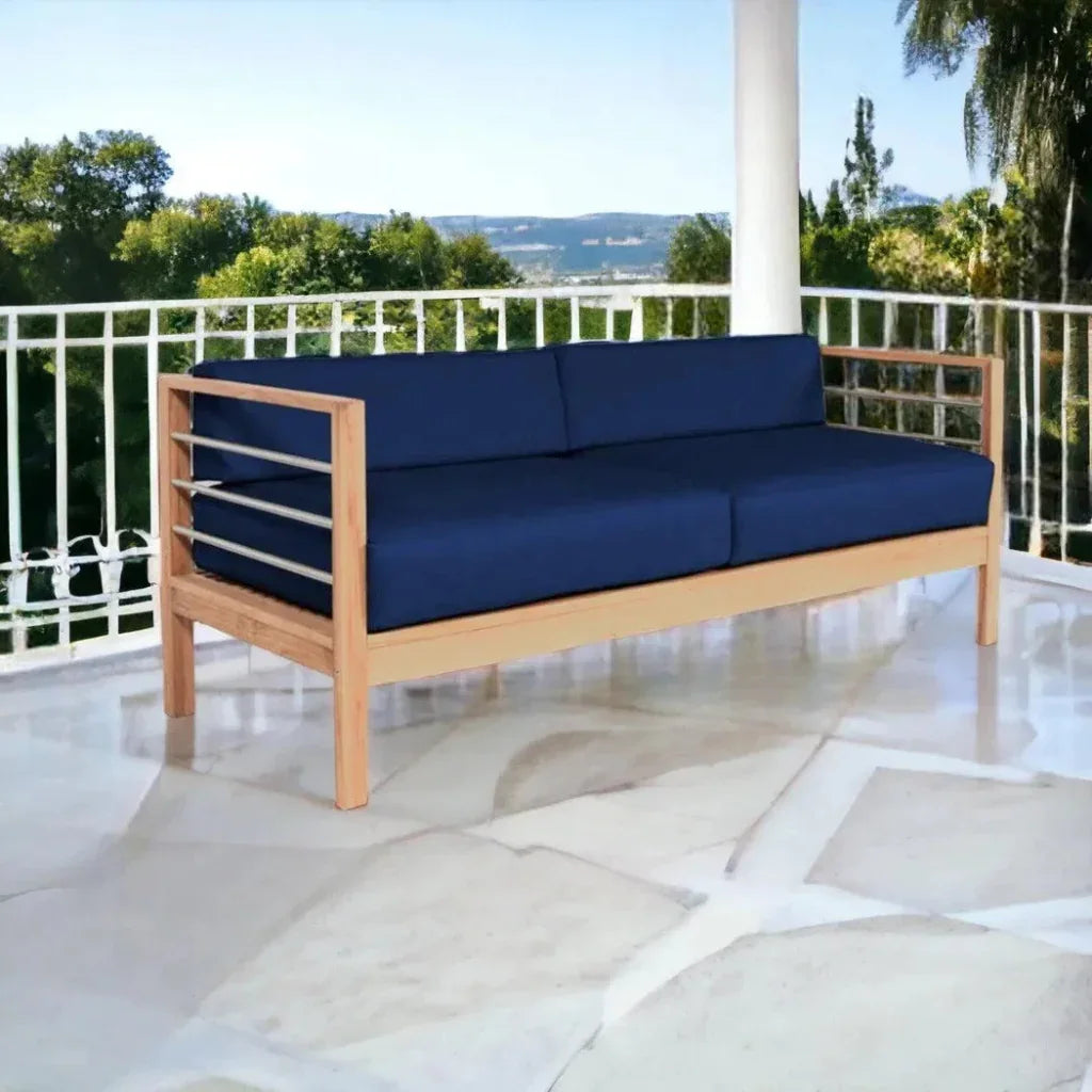 SoHo 3 - Person Teak Outdoor Couch Sunbrella Cushions - LOOMLAN - HiTeak - Outdoor Sofas & Loveseats