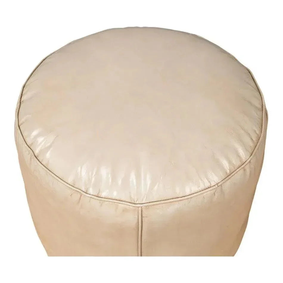 Soccerball Leather Beige Stool - LOOMLAN - Sarreid - Poufs and Stools