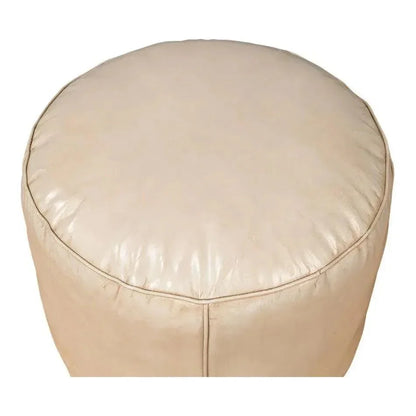 Soccerball Leather Beige Stool - LOOMLAN - Sarreid - Poufs and Stools