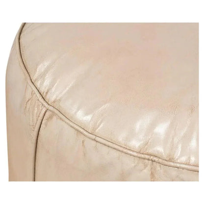 Soccerball Leather Beige Stool - LOOMLAN - Sarreid - Poufs and Stools