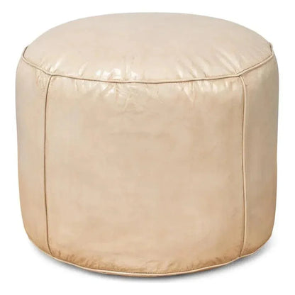 Soccerball Leather Beige Stool - LOOMLAN - Sarreid - Poufs and Stools