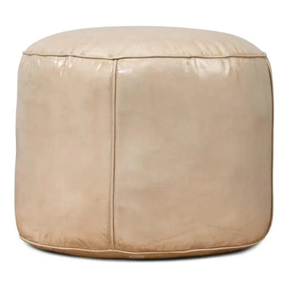 Soccerball Leather Beige Stool - LOOMLAN - Sarreid - Poufs and Stools